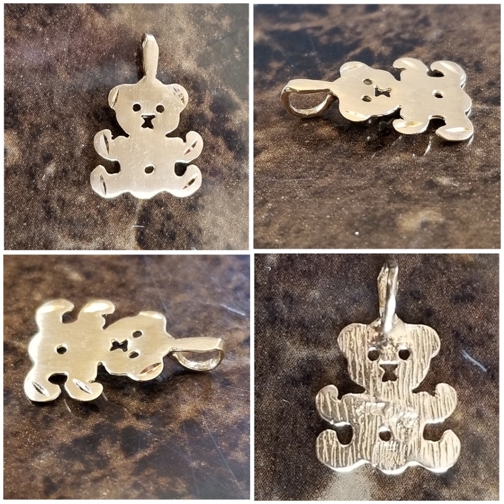 Genuine 14k Solid Yellow Gold Teddy Bear Pendant - Picture 3 of 4
